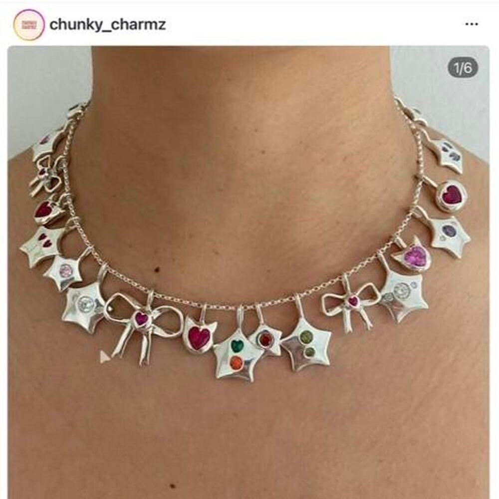 chunky_charmz Bow Gemstone Pendant Sterling Silver 🎀